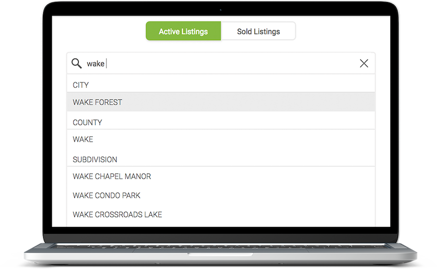 universal search bar on a property search tool