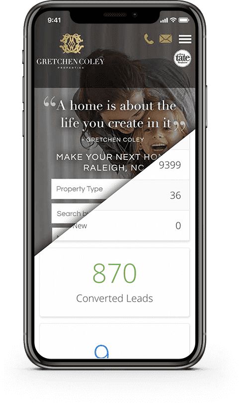 =iPhone presentation of a Dakno custom site with an overlay of the Admin panel